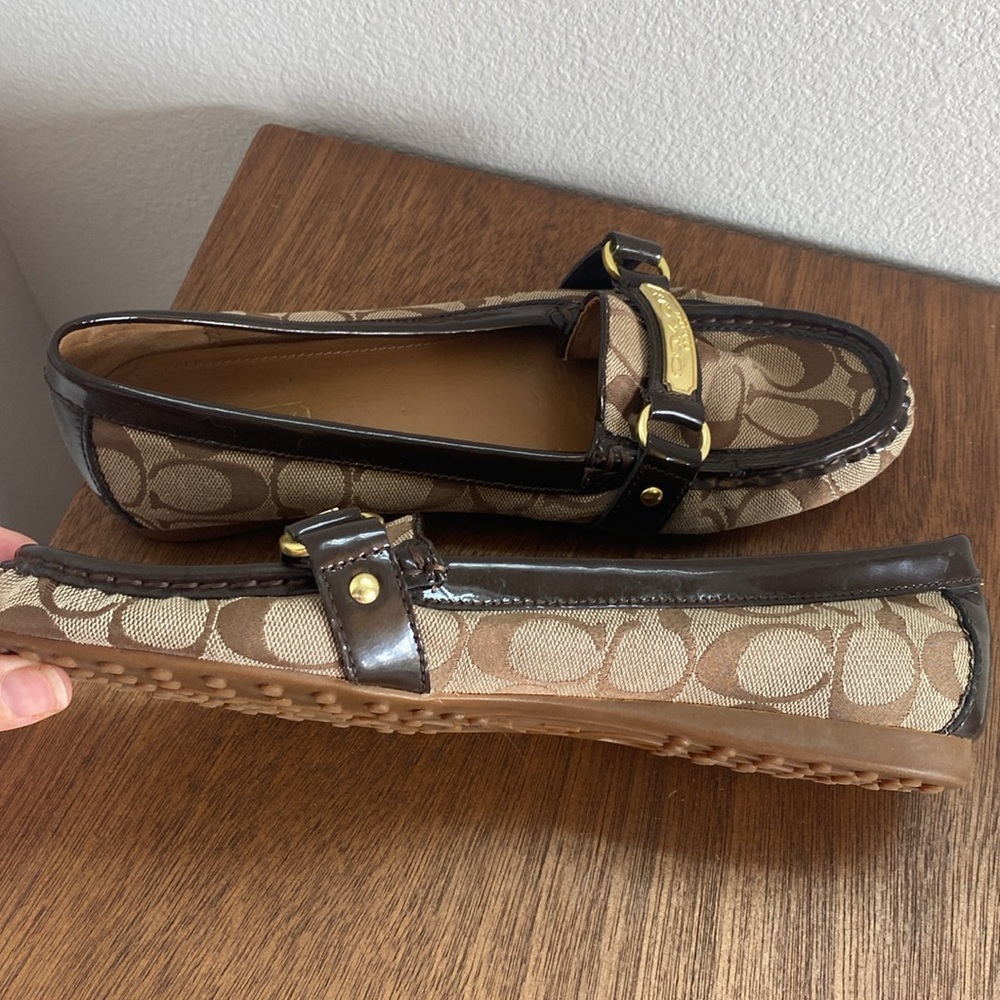 Coach Felisha Logo C Tan & Brown Loafer Flats Slip On Shoes, Women’s 9 B - Picture 12 of 15